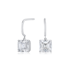 3.08ct Square Emerald Cut Diamond Drop Earrings