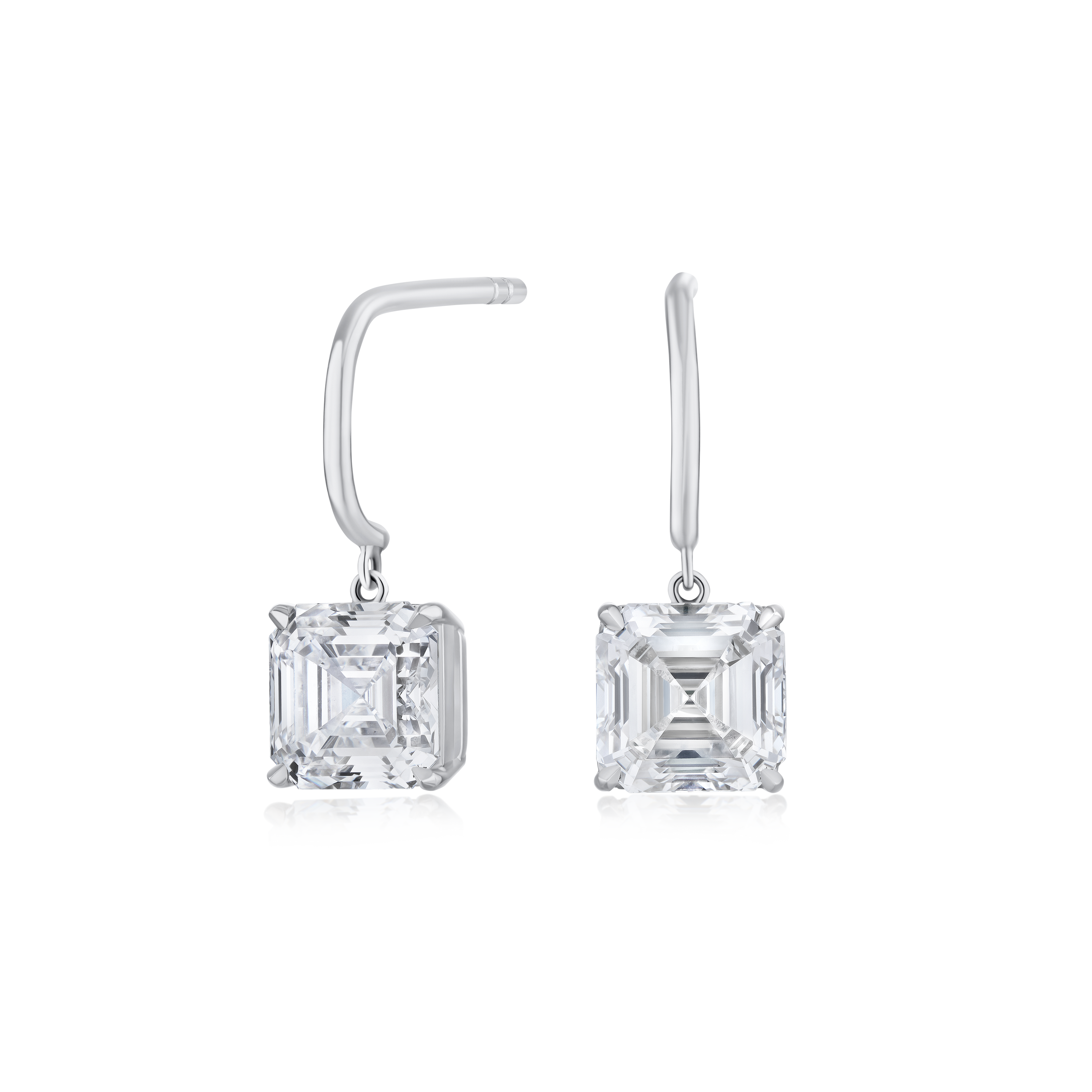 3.08ct Square Emerald Cut Diamond Drop Earrings
