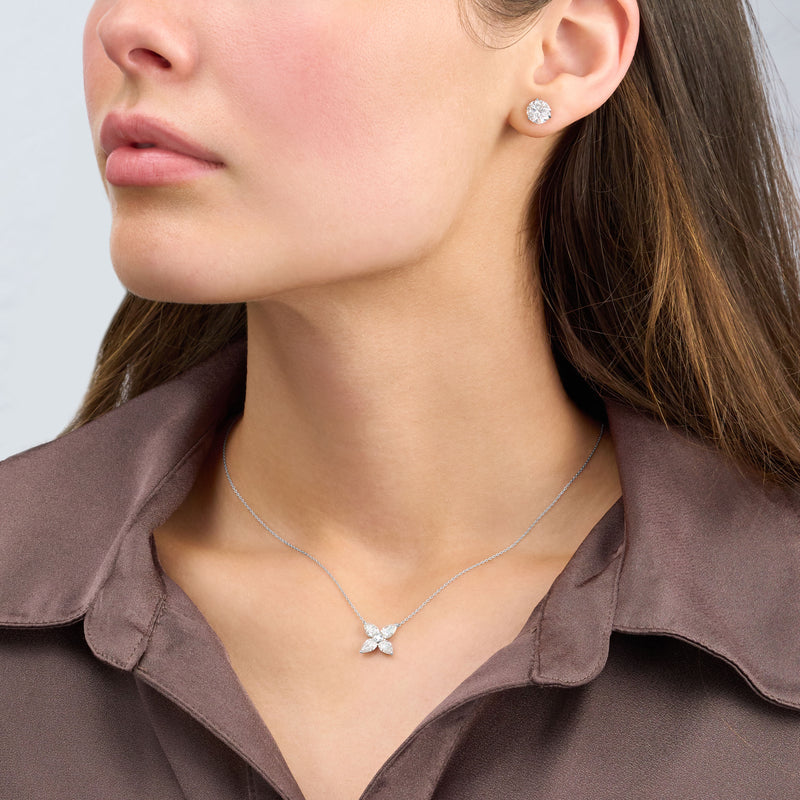 1.25ct Pear Cut Diamond Cluster Pendant