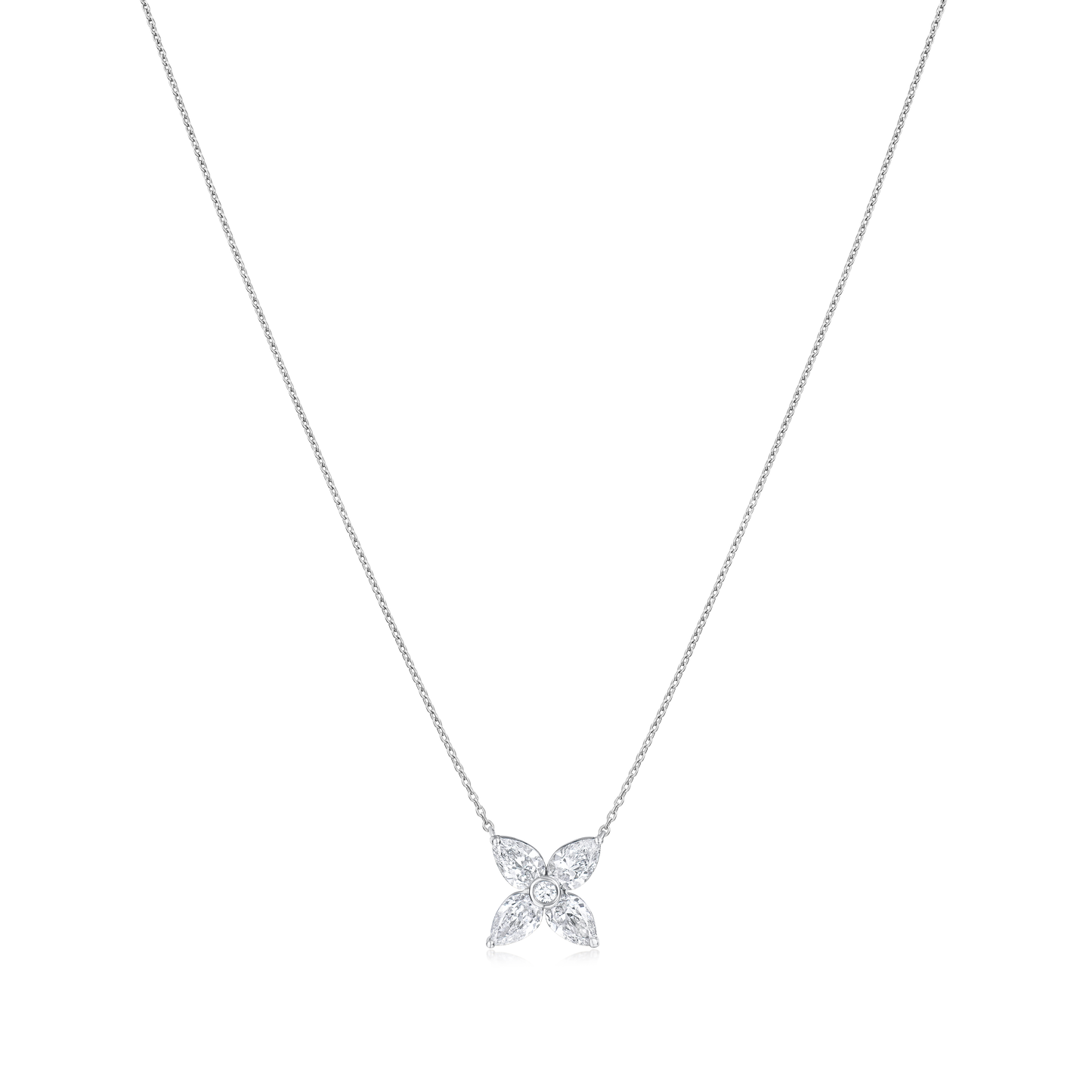 1.25ct Pear Cut Diamond Cluster Pendant