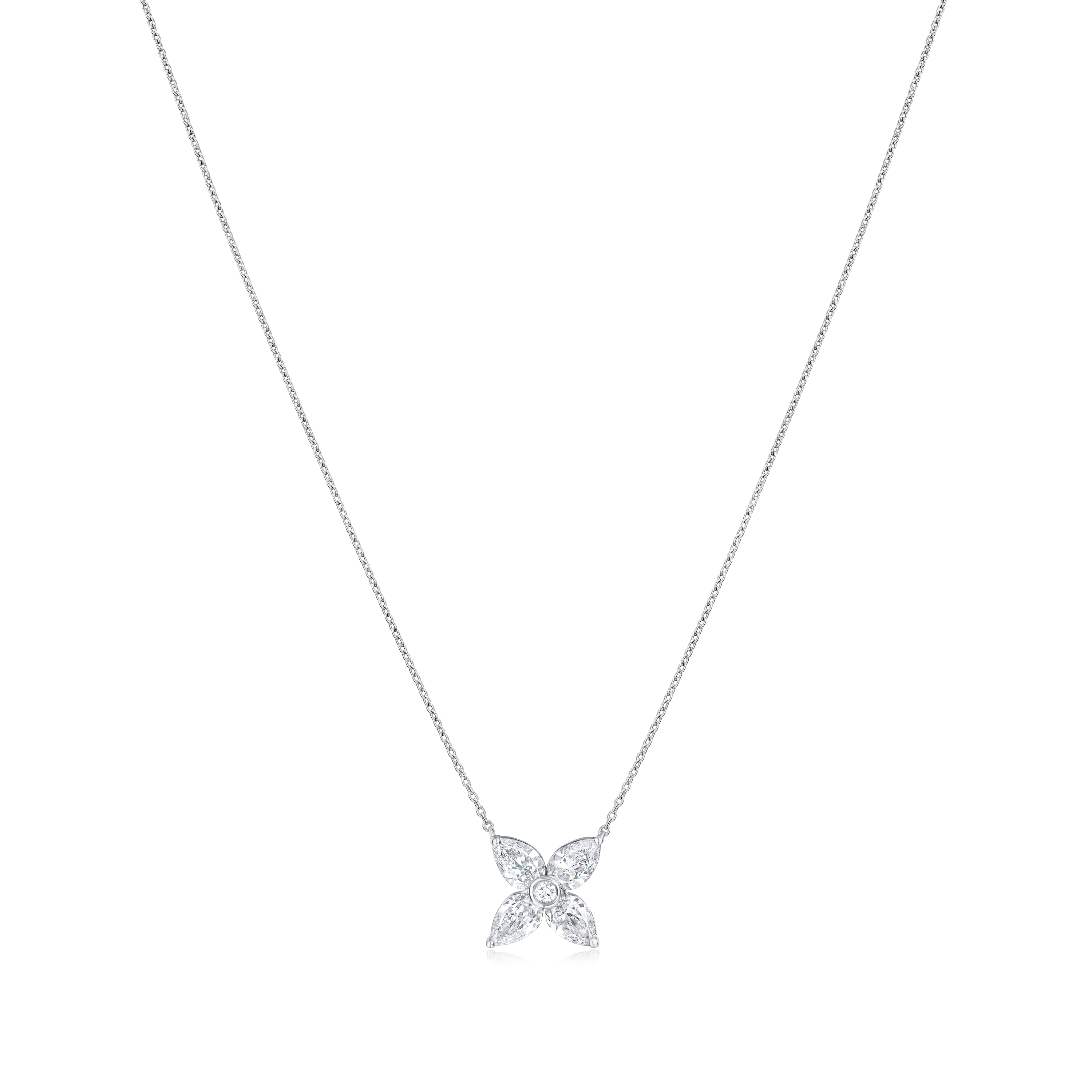 1.25ct Pear Cut Diamond Cluster Pendant