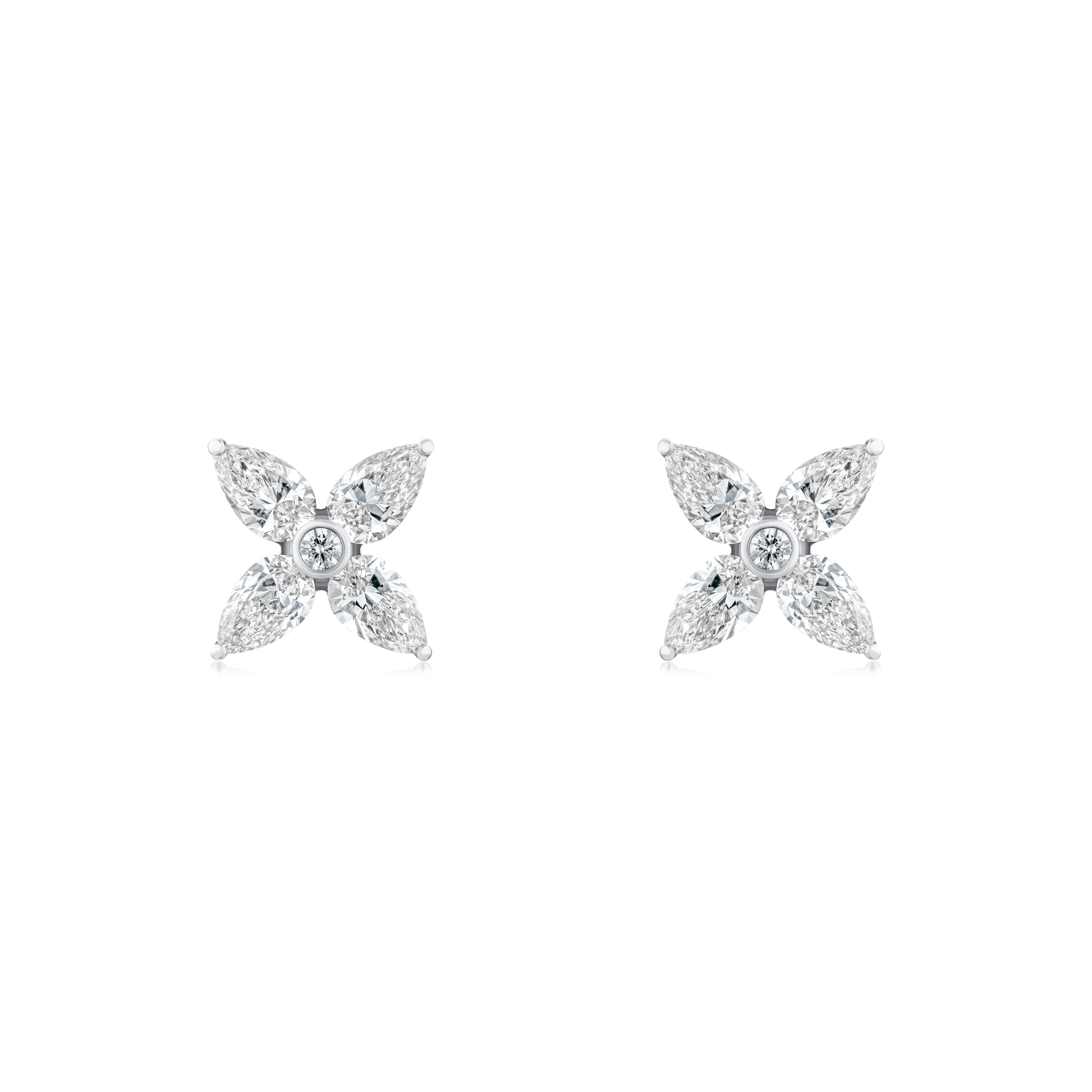 2.50ct Pear Cut Diamond Cluster Earrings