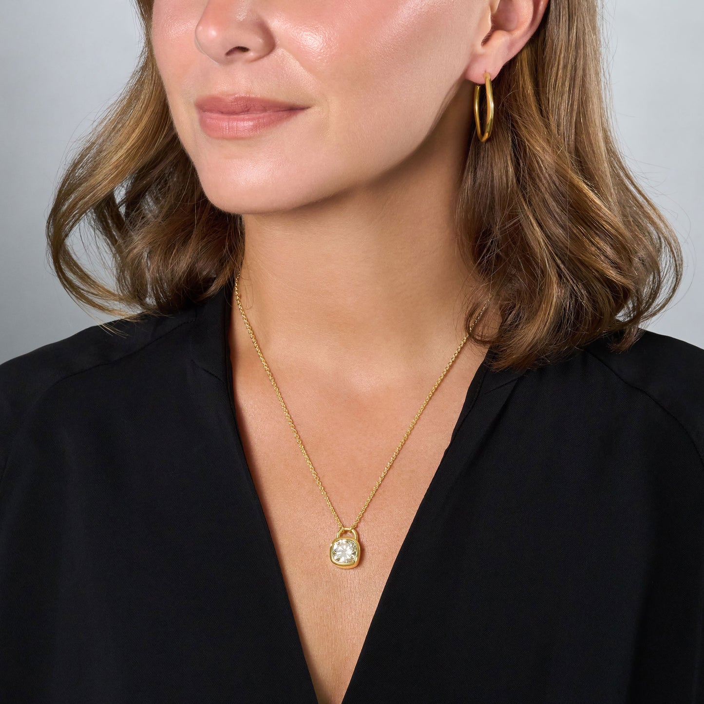 18ct Yellow Gold Diamond Padlock Pendant