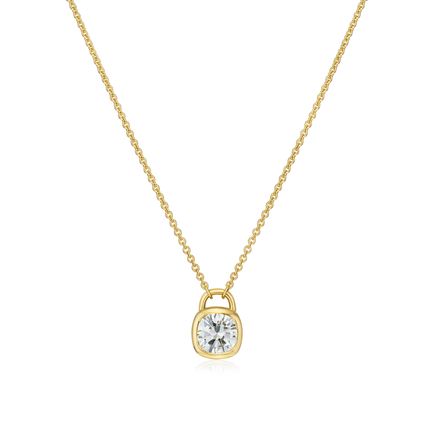 18ct Yellow Gold Diamond Padlock Pendant