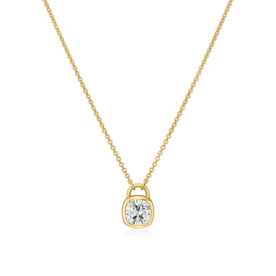 18ct Yellow Gold Diamond Padlock Pendant