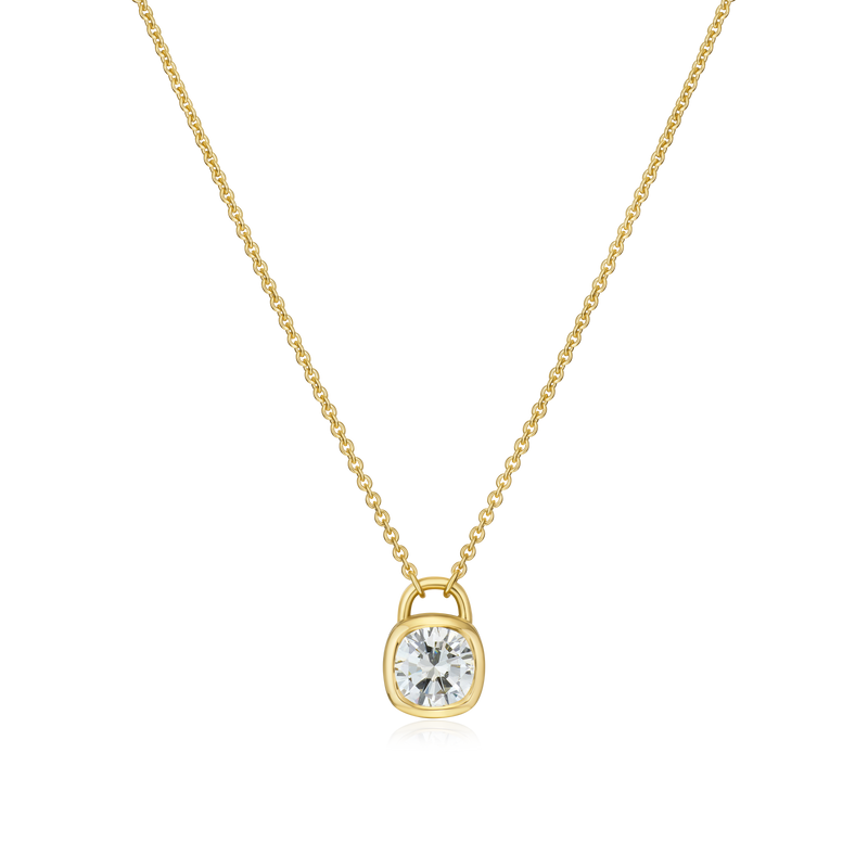 18ct Yellow Gold Diamond Padlock Pendant