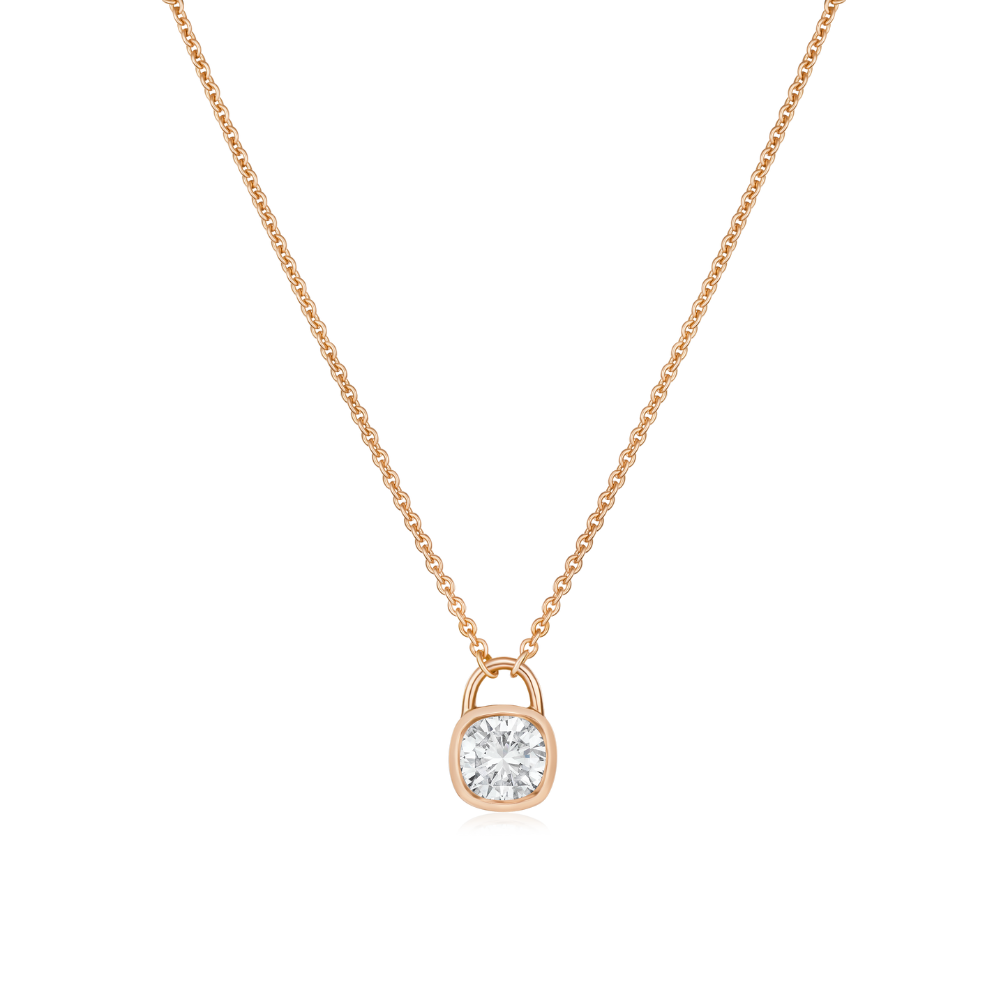 18ct Rose Gold Diamond Padlock Pendant