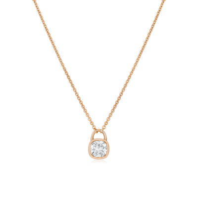 18ct Rose Gold Diamond Padlock Pendant