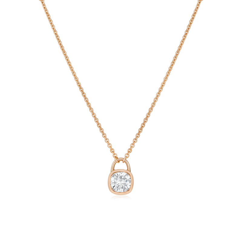 18ct Rose Gold Diamond Padlock Pendant