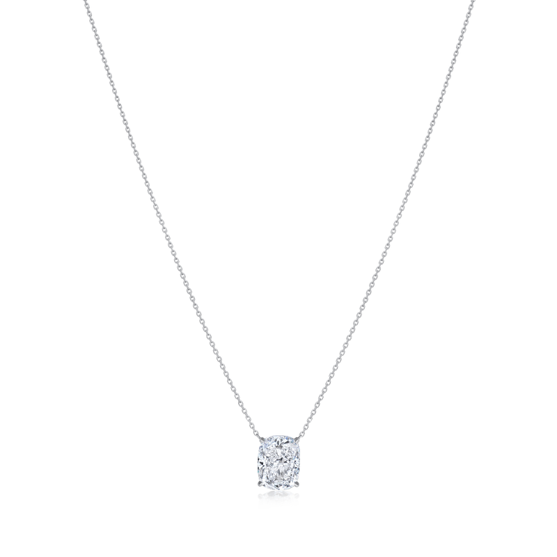 3.02ct Cushion Cut Diamond Superfine Solitaire Pendant