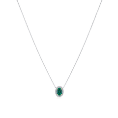 0.77ct Emerald and Diamond Cluster Pendant