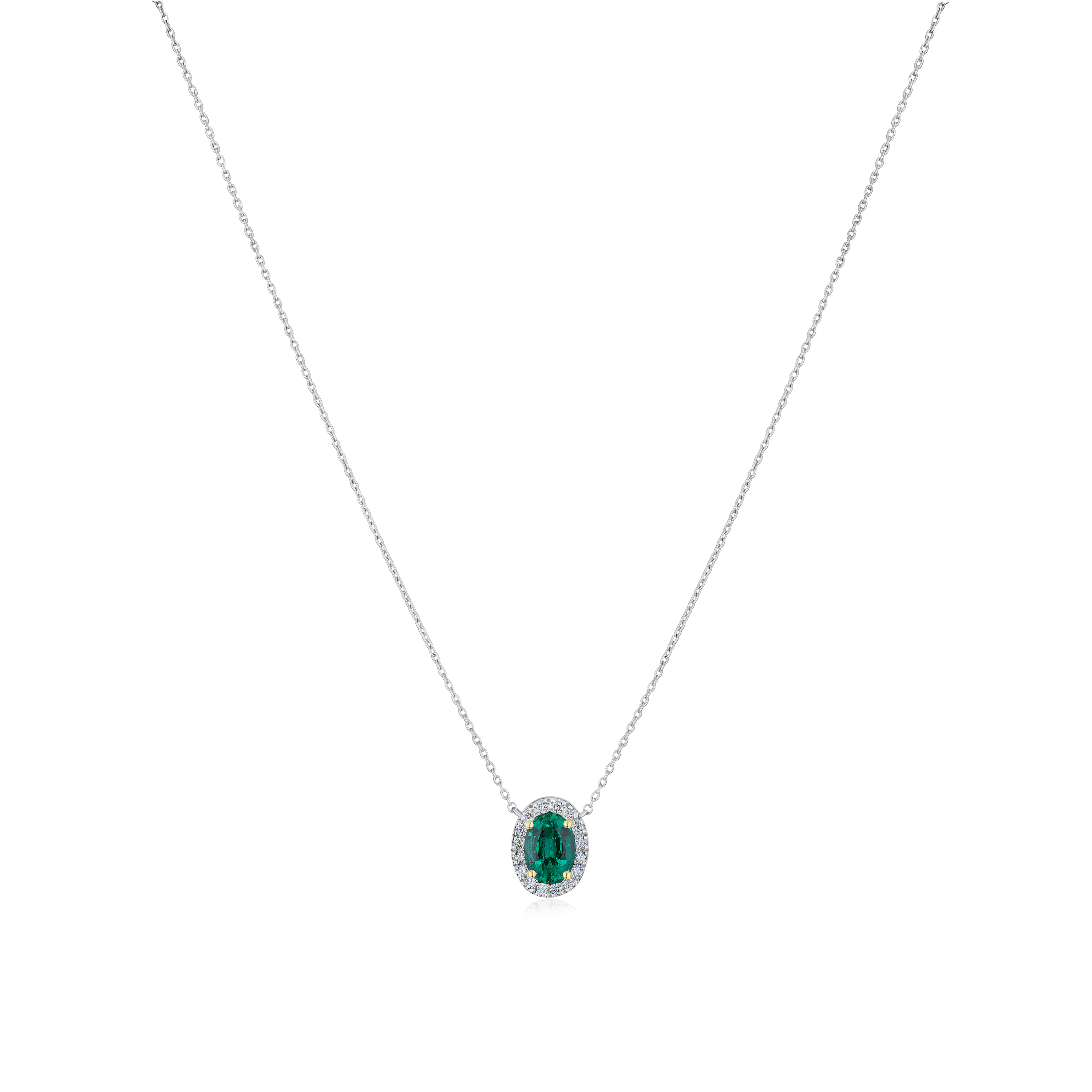 0.77ct Emerald and Diamond Cluster Pendant