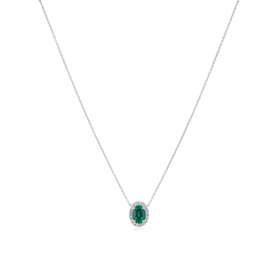0.77ct Emerald and Diamond Cluster Pendant