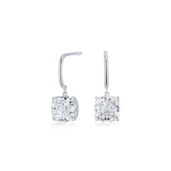 3.02ct Cushion Cut Diamond Drop Earrings