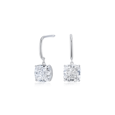 3.02ct Cushion Cut Diamond Drop Earrings