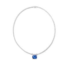 13.66ct Sapphire Pendant on Diamond Line Necklace
