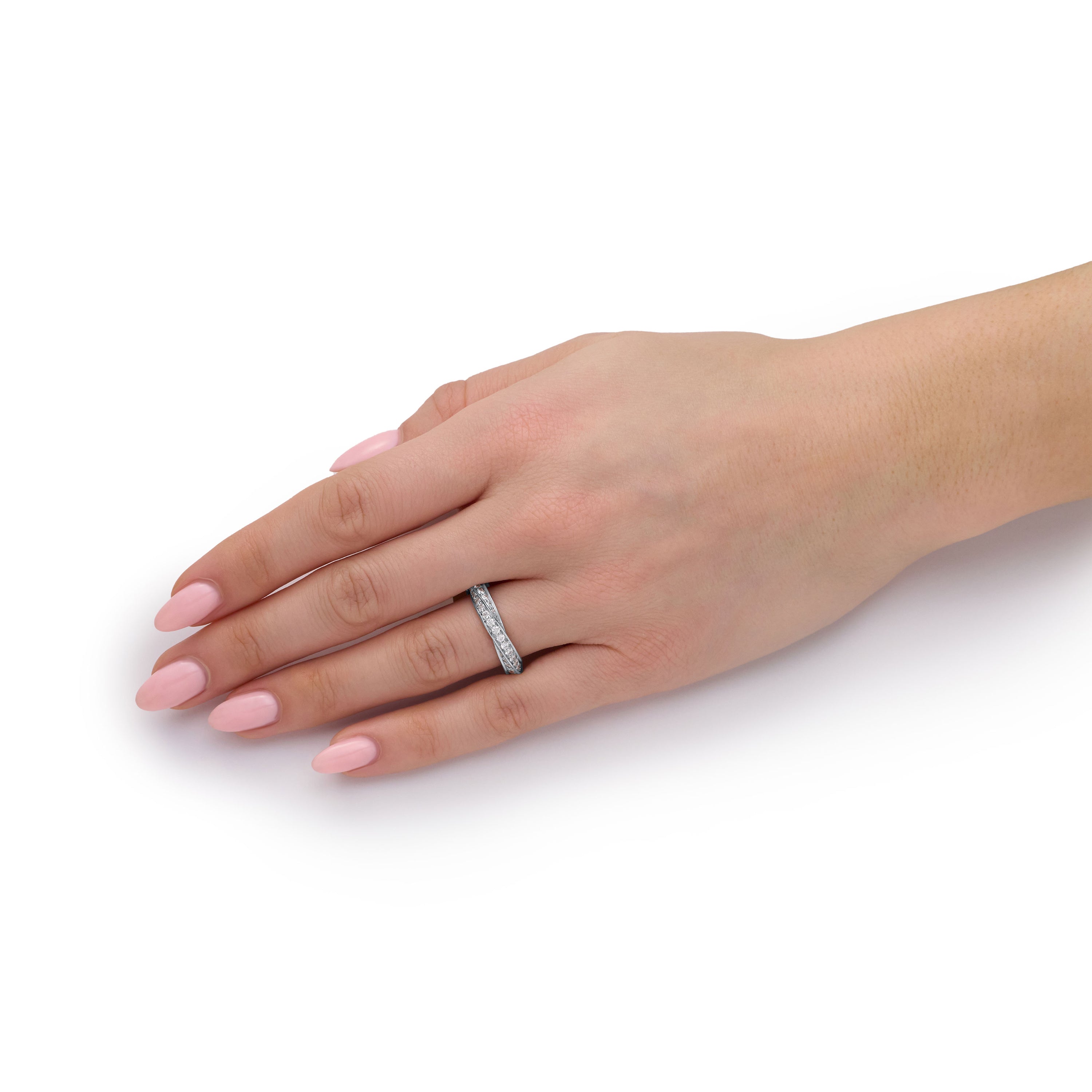 Skyline Collection Full Diamond Set Platinum Twist Ring 4.5mm