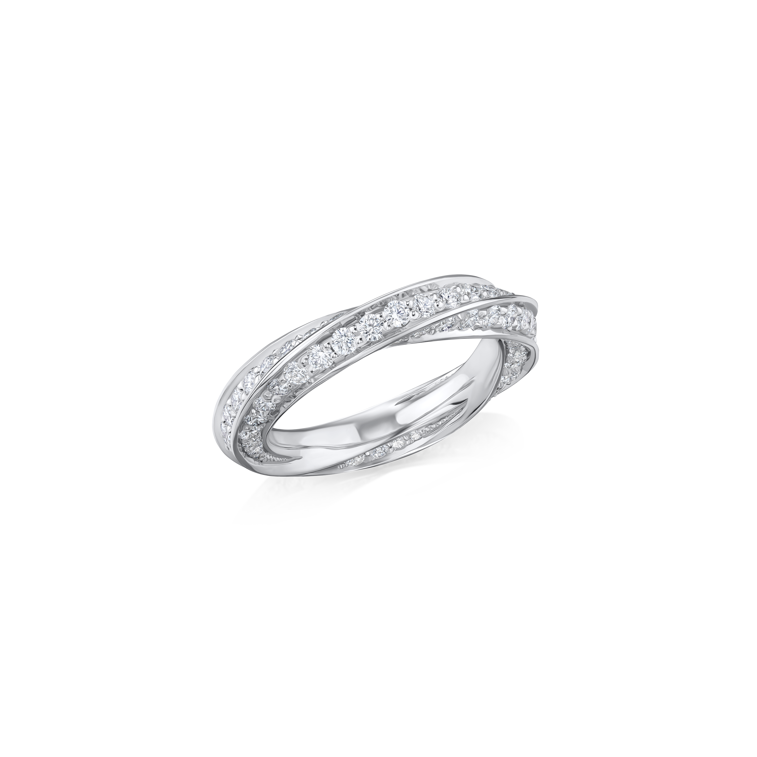 Skyline Collection Full Diamond Set Platinum Twist Ring 4.5mm