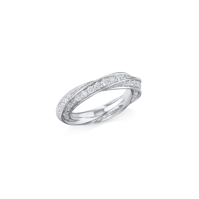 Skyline Collection Full Diamond Set Platinum Twist Ring 4.5mm