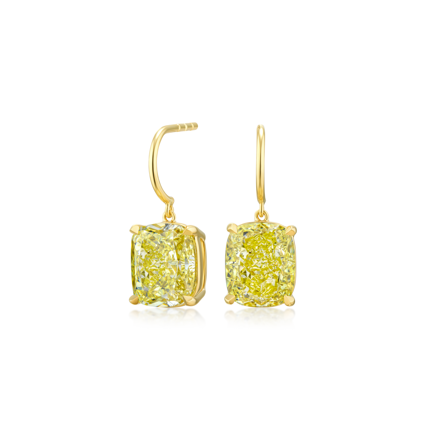 8.21ct Cushion Cut Yellow Diamond Drop Earrings