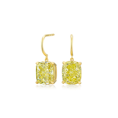 8.21ct Cushion Cut Yellow Diamond Drop Earrings