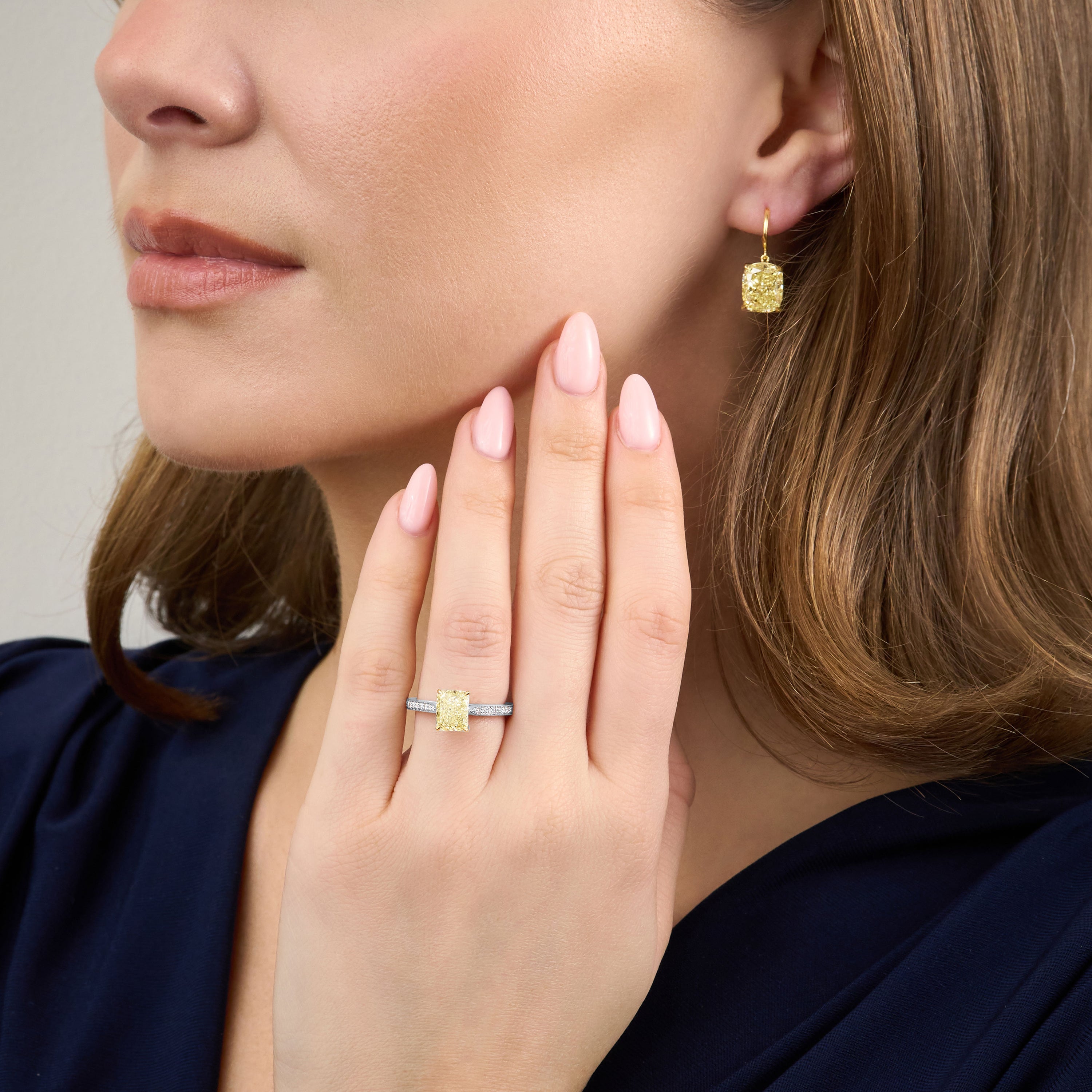 2.15ct Radiant Cut Yellow Diamond Solitaire Ring