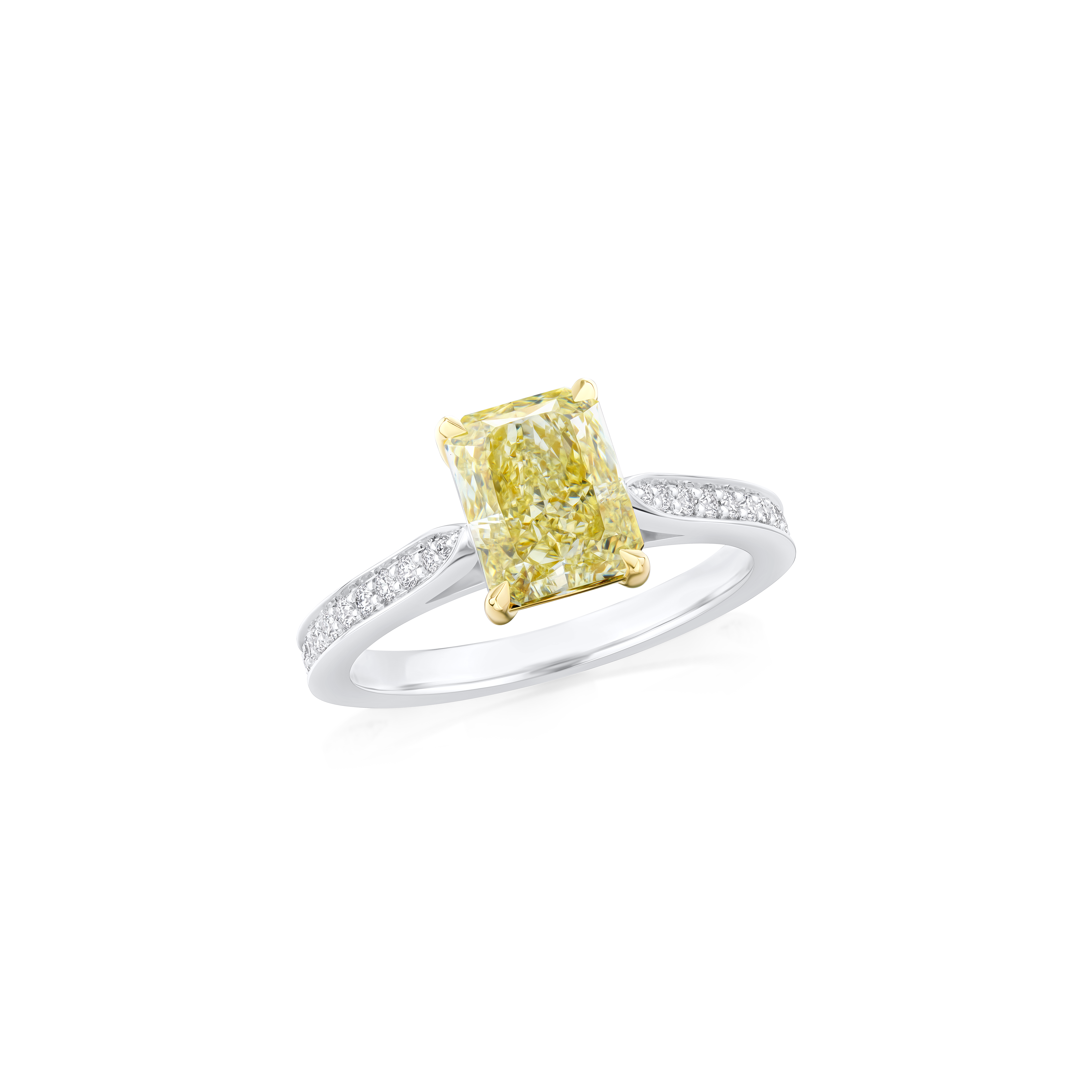 2.15ct Radiant Cut Yellow Diamond Solitaire Ring