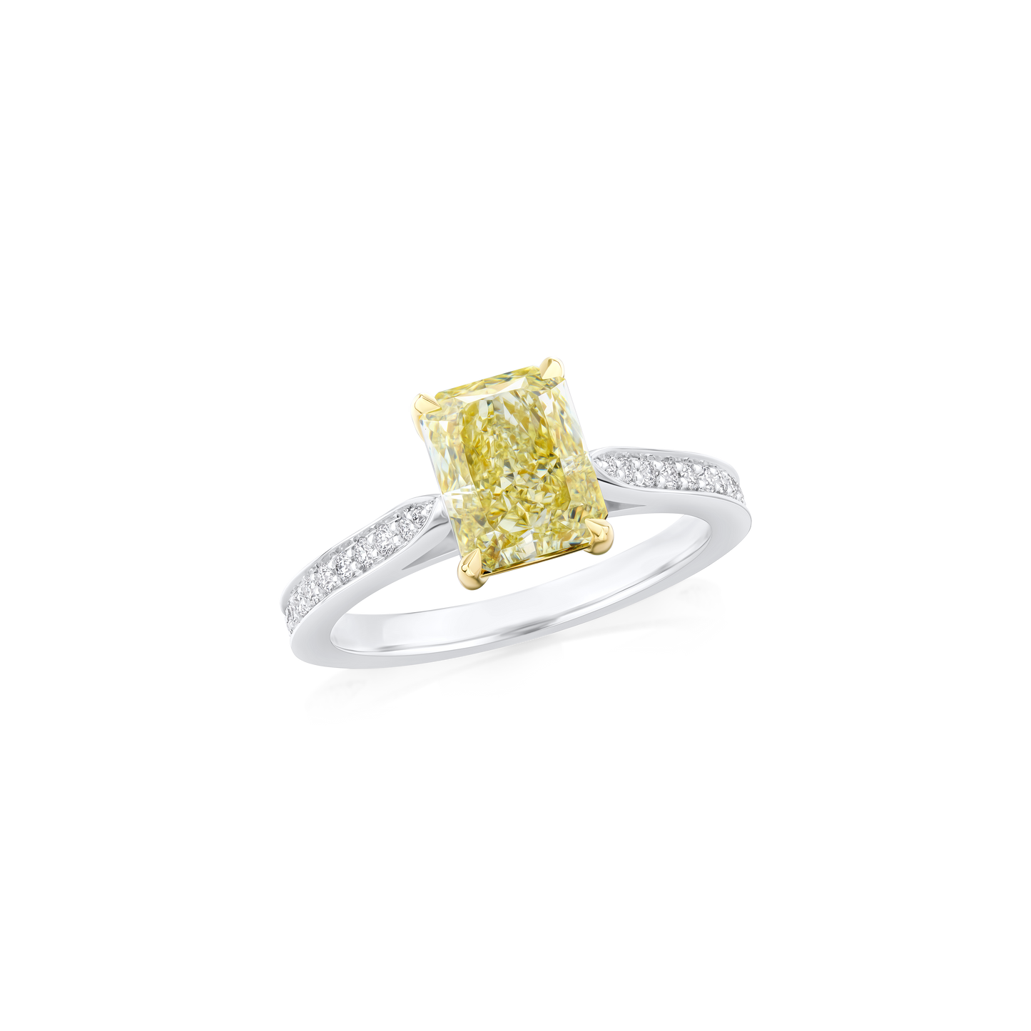 2.15ct Radiant Cut Yellow Diamond Solitaire Ring