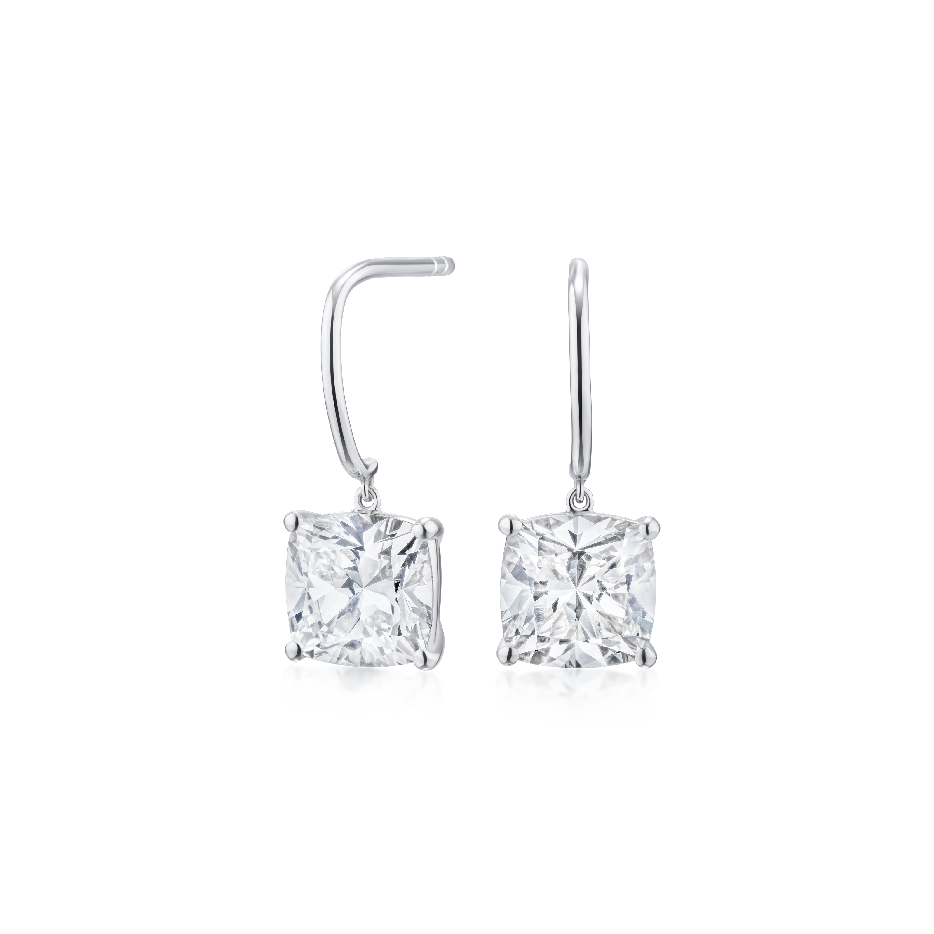4.10ct Cushion Cut Diamond Drop Earrings