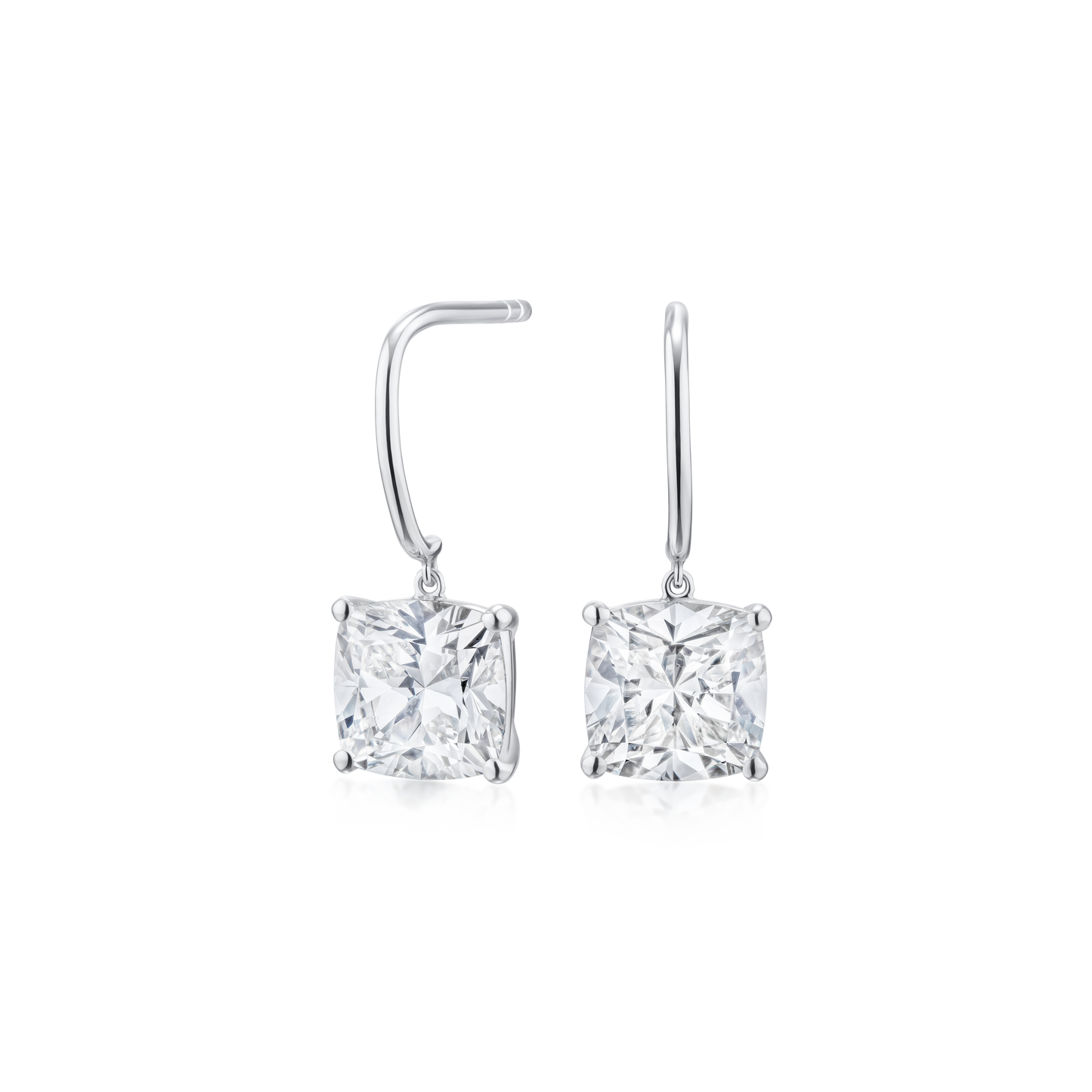 4.10ct Cushion Cut Diamond Drop Earrings