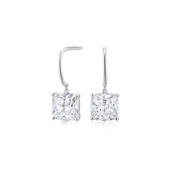4.10ct Cushion Cut Diamond Drop Earrings