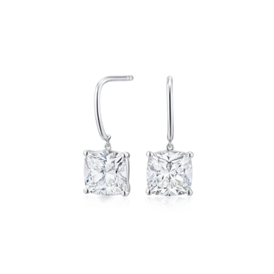 4.10ct Cushion Cut Diamond Drop Earrings