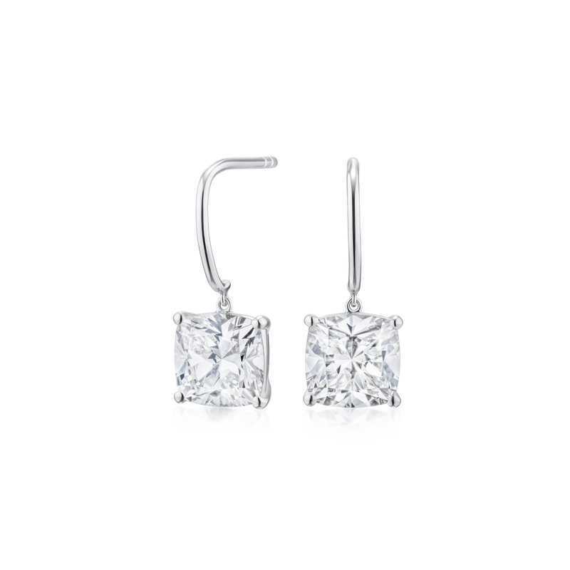 4.10ct Cushion Cut Diamond Drop Earrings