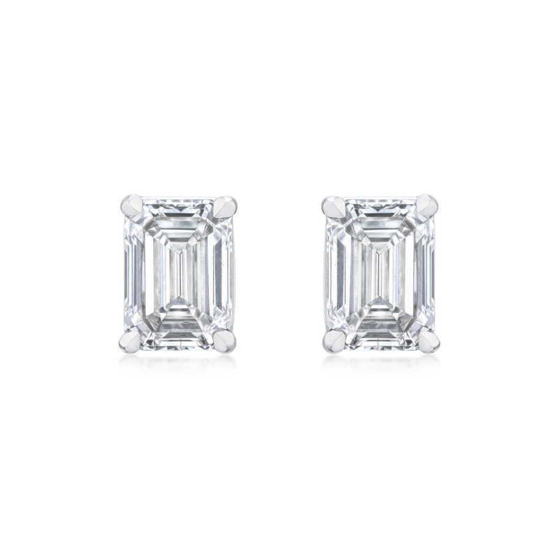 1.01ct Emerald Cut Diamond Stud Earrings