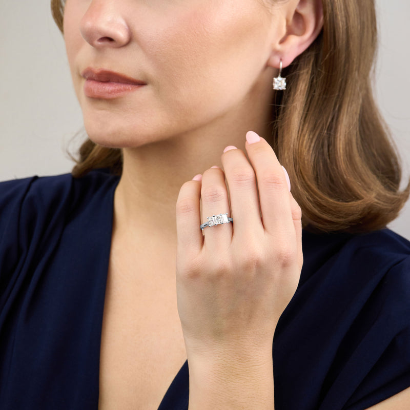 1.54ct Radiant Cut Diamond Three Stone Ring
