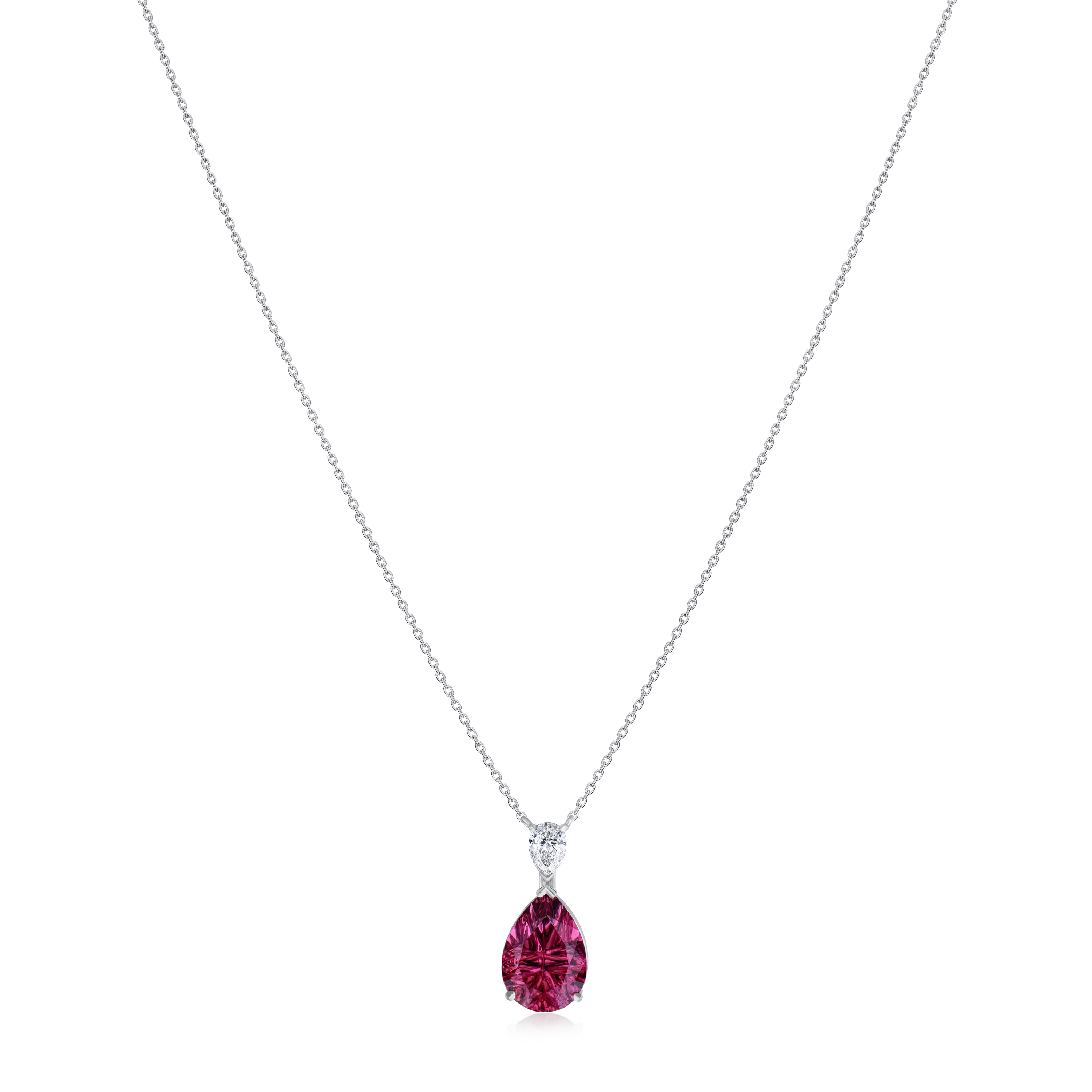2.53ct Optics-Cut Pink Tourmaline and Diamond Pendant