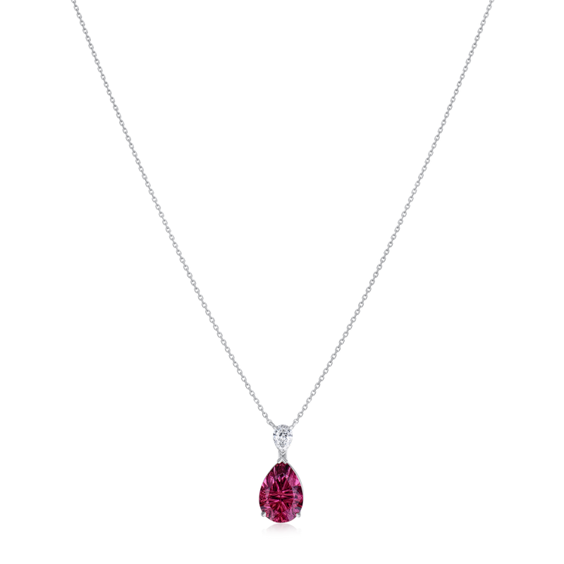 2.53ct Optics-Cut Pink Tourmaline and Diamond Pendant