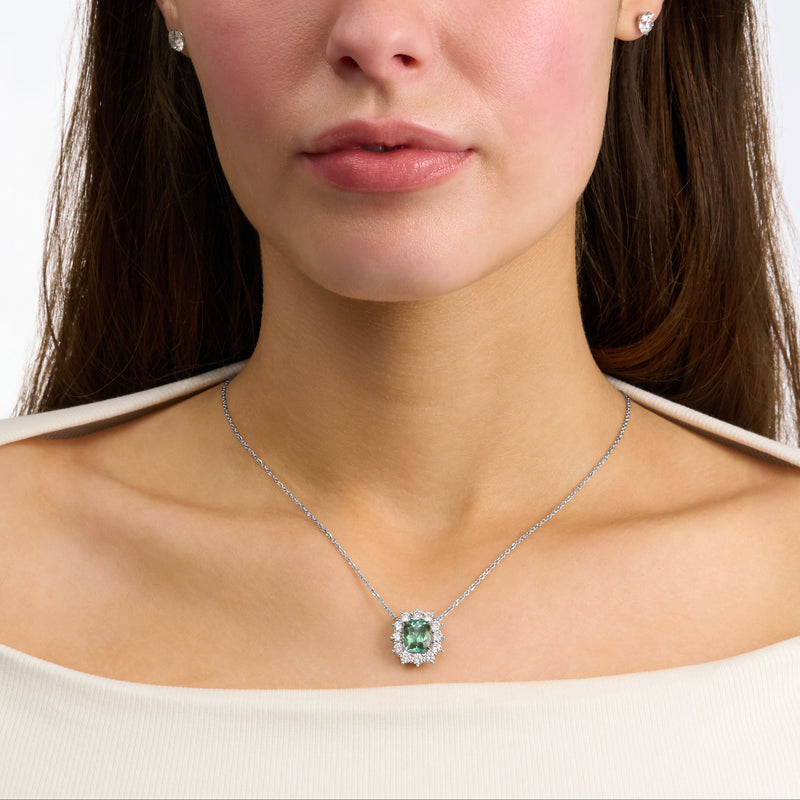 3.04ct Mint Green Tourmaline and Diamond Ravello Cluster Pendant