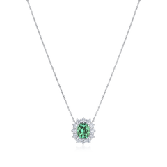 3.04ct Mint Green Tourmaline and Diamond Ravello Cluster Pendant