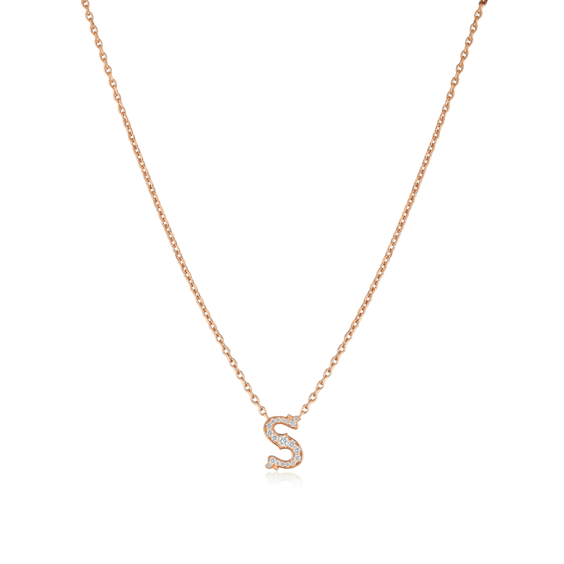 Mini Heirlooms 18ct Rose Gold Diamond Set Initial Pendant