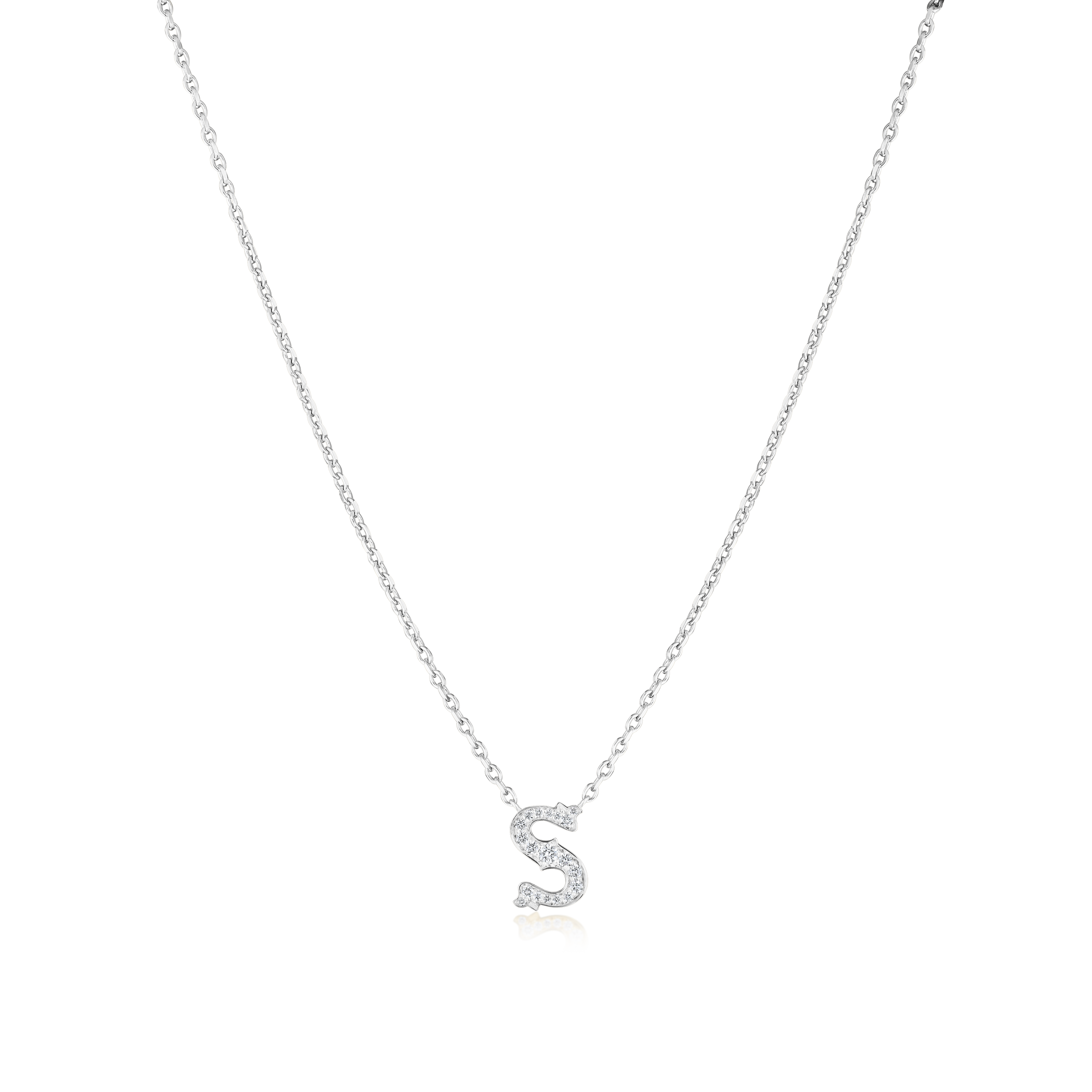 Mini Heirlooms Platinum Diamond Set Initial Pendant