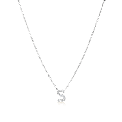 Mini Heirlooms Platinum Diamond Set Initial Pendant