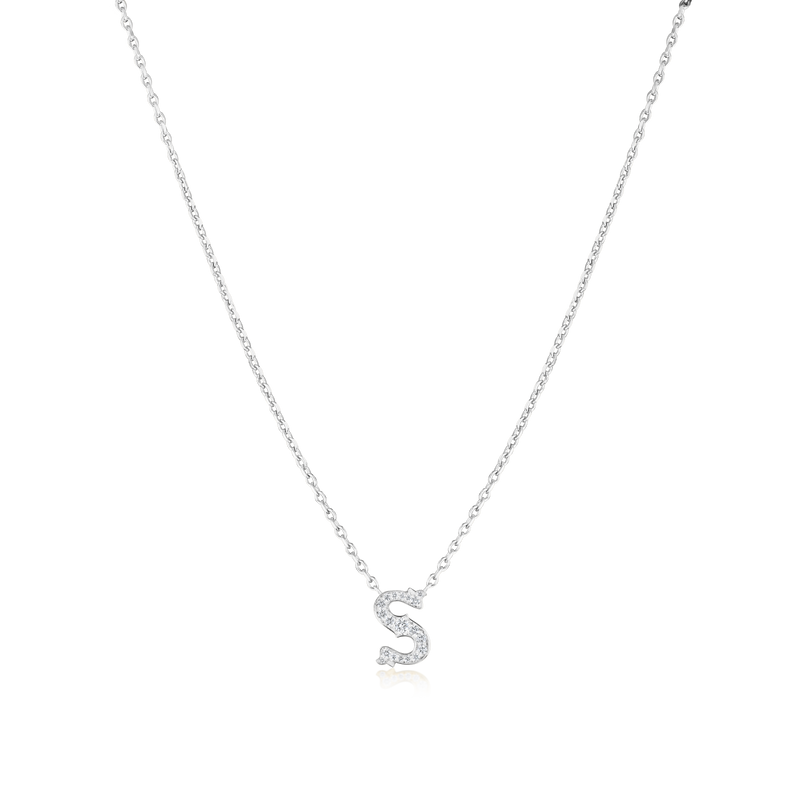 Mini Heirlooms Platinum Diamond Set Initial Pendant