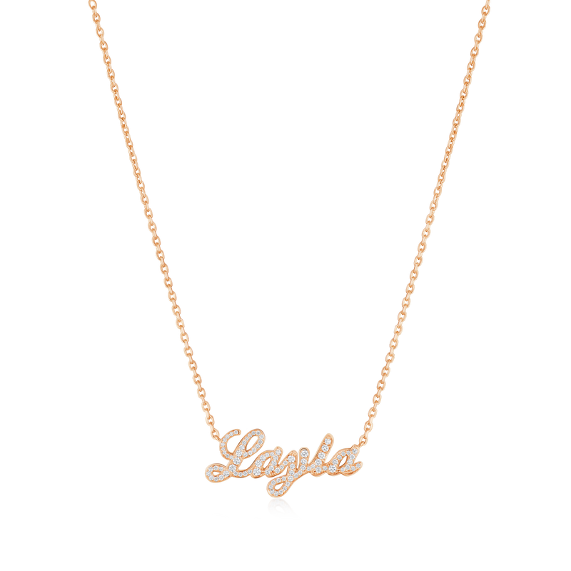 Mini Heirlooms 18ct Rose Gold Diamond Set Name Pendant