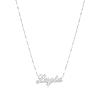 Mini Heirlooms Platinum Diamond Set Name Pendant