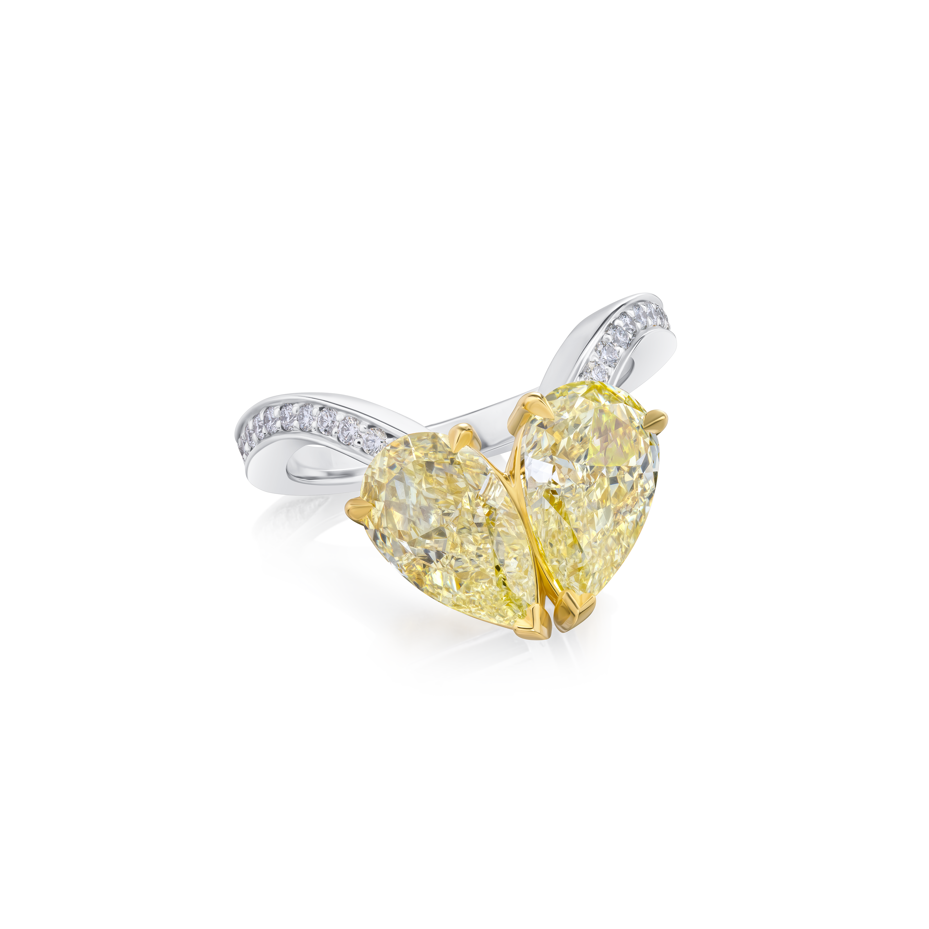 4.04ct Yellow Diamond Two Stone Ring