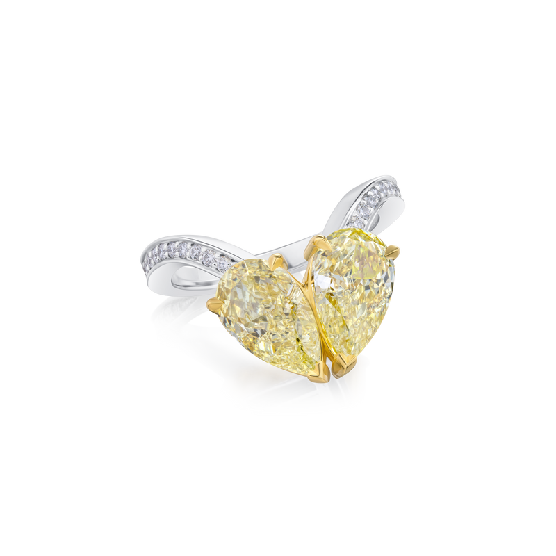 4.04ct Yellow Diamond Two Stone Ring