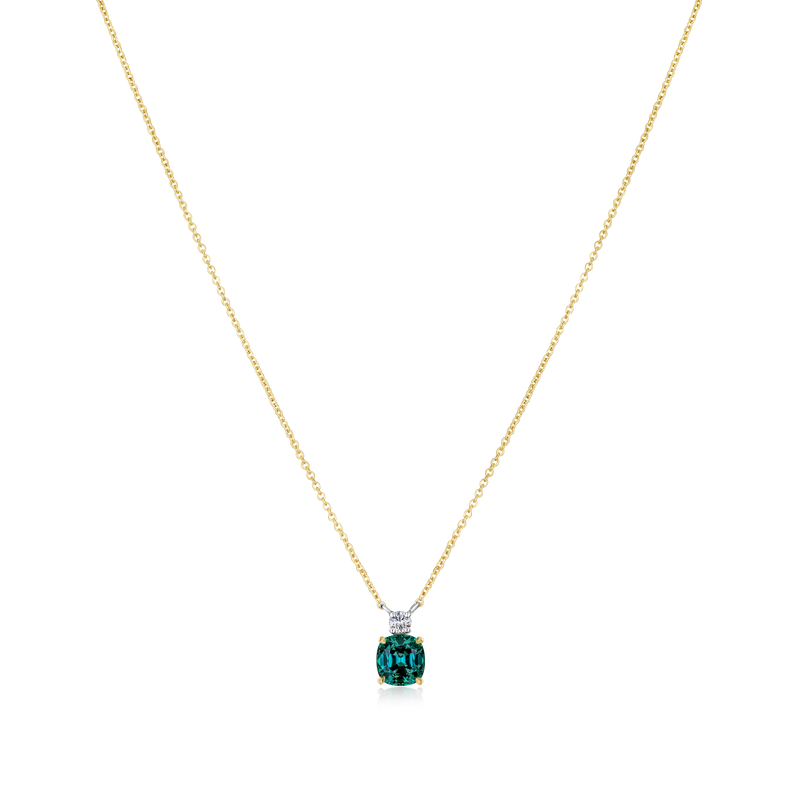 1.20ct Lagoon Tourmaline and Diamond Pendant