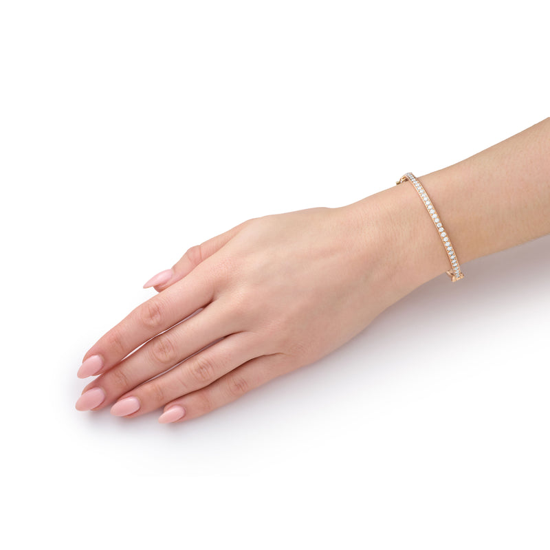 Skyline 18ct Rose Gold Diamond Bangle 3mm