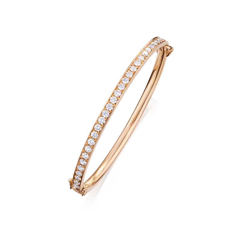 Skyline 18ct Rose Gold Diamond Bangle 3mm